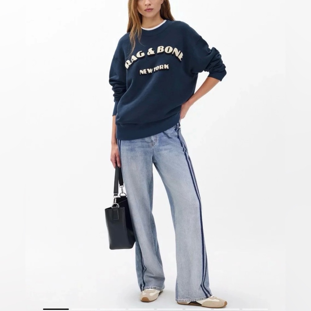Rag & Bone Miramar Wide Leg Track Pant in Cotton Terry Size S